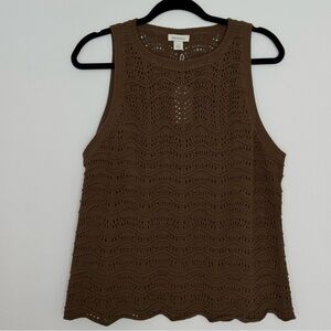 Sundance Ravina Olive Sweater Shell Size Large Best Crochet Cotton NWT